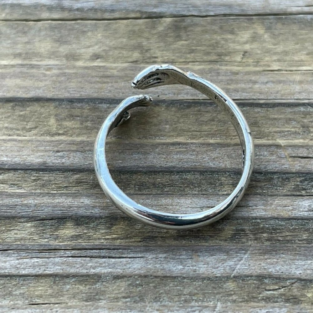 Hug Ring Silver Tone Fashion Unisex Ring Jewelry Friendship Ring Size Adjustable - Picture 8 of 11